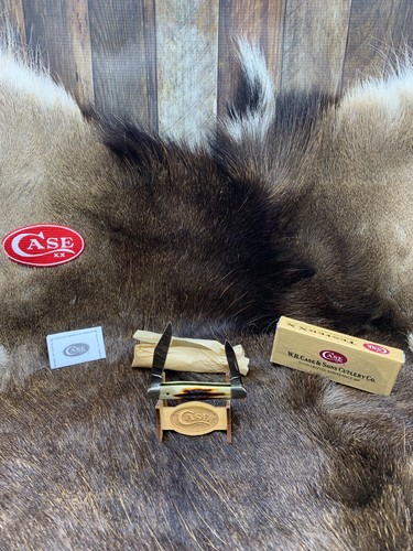 1996 Case R5208 SS Half Whittler Knife With Red Stag Handles Mint In Box P413 - Picture 10 of 24