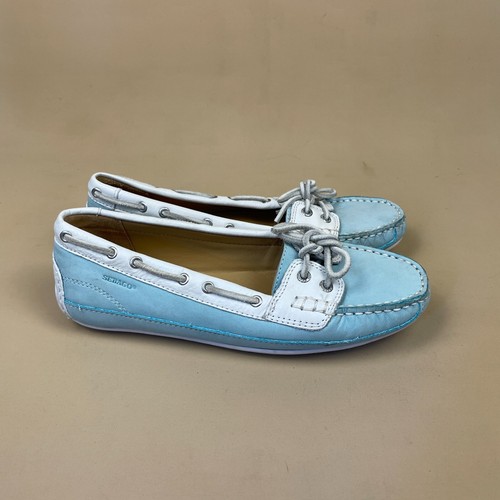 Zapatos Sebago UK 5.5 EU 38.5 Cubierta Cuero Azul Bailarinas Zapatos Bombas Barco - Imagen 3 de 9