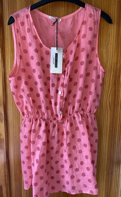 Lungo L'arno Damen Top Rosa Gepunktet Top Größe X Large 100% Leinen Neu Etikett