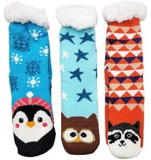 Fluffy Thermal Sherpa Slipper Socks, 3 Pairs for Women, Ultra Soft Christmas