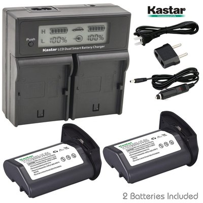LCD Dual Charger & 2 Battery Canon LP-E4 EOS-1D Mark 3 1DS Mark 3 EOS-1D Mark 4