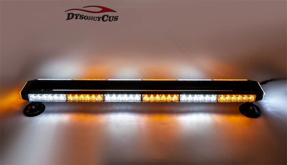 28 Mode Strobe Light Bar Rooftop Double Side Emergency Warning 78LED Amber White - Image 2 of 4