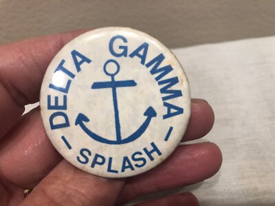 Vintage DELTA GAMMA Sorority Splash Button Pin Back Boat Anchor MOUNT UNION