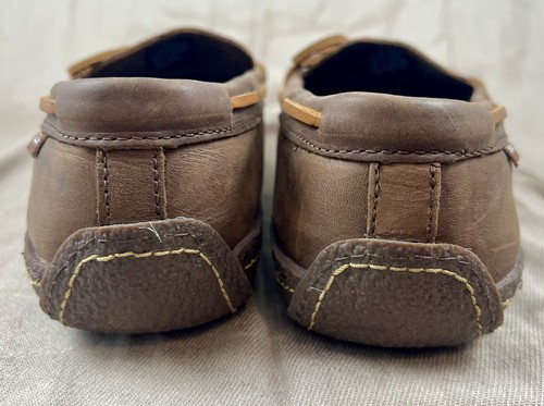 LL Bean Handsewn 212164 Leather Flannel Lined Moccasin Slippers Brown Mens Sz 10 - Picture 6 of 9