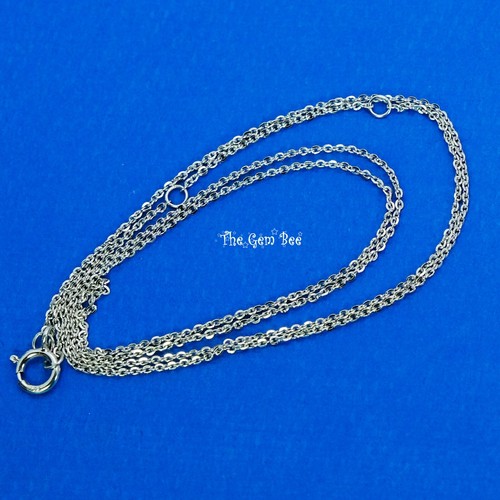 18K SOLID White GOLD Cable Chain 