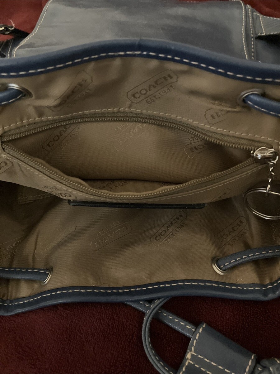 アメリカから購入 COACH leather bag Coach 9569 Vintage Black Leather Drawstring Closure Backpack