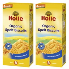 2 x HOLLE Organic Spelt Biscuits Cookies Snacks for Babies from 8 Months 150g