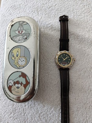 Vintage Fossil Looney Tunes Uhr 1990er Bugs Bunny Tweety Taz Sammler Blechdose