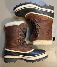 🔥RARO NUEVO Sorel Caribou LANA L Botas de Nieve Impermeables Para Hombre 8 Cuero Marrón