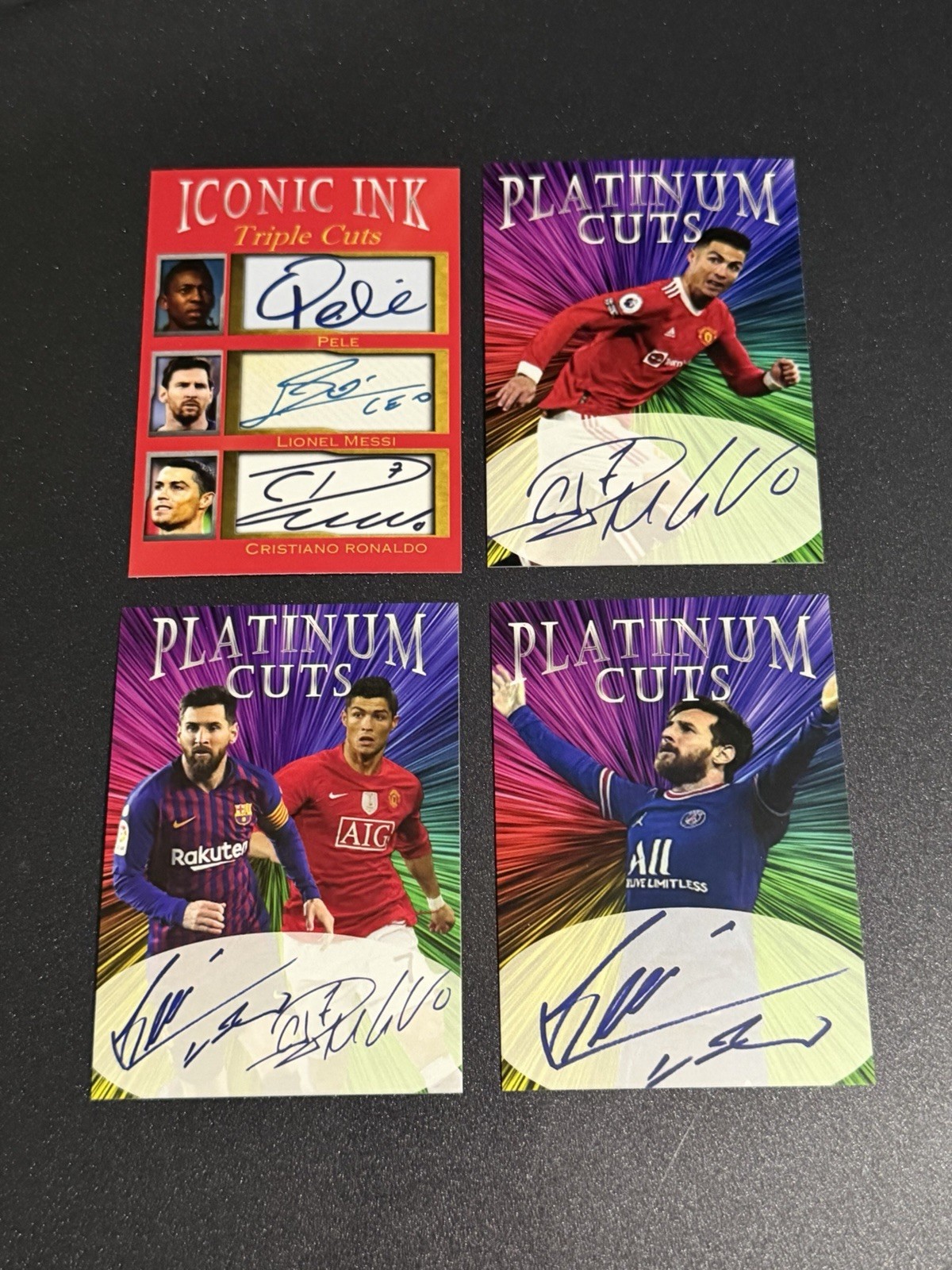 Pele Lionel Messi Cristiano Ronaldo /1000 facs auto & Messi & Ronaldo All 4 view 1