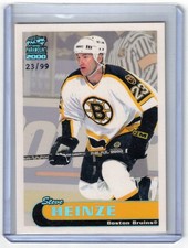 Steve Heinze 1999-00 Paramount Holographic Emerald #21 Boston Bruins 23/99 JSY #