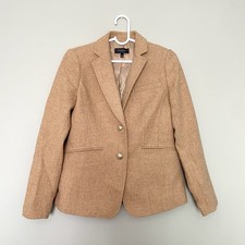 Talbots Classic Blazer Wool Blend Herringbone Women s Size 2 Tan
