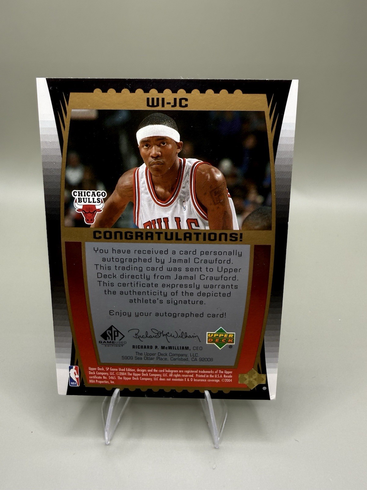 SP Game Used Jamal Crawford Bulls Wood Impressions WI-JC Auto /75 view 2