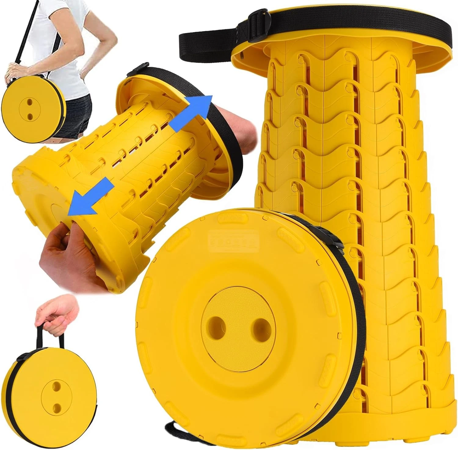 All Yellow collapsible camping stool variation