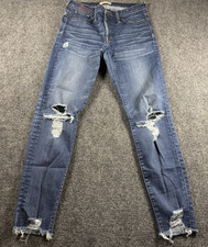 MADEWELL Jeans Women 9" High-Rise Skinny Size 30T Ontario Wash Distressed H0320