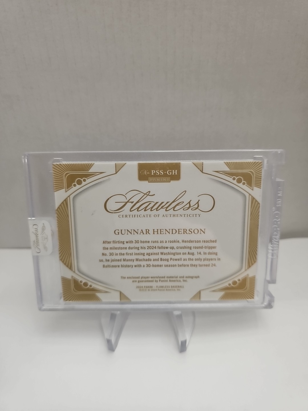 GUNNAR HENDERSON 2024 PANINI FLAWLESS PROMINENT DUAL PATCH AUTO SAPPHIRE 01/15