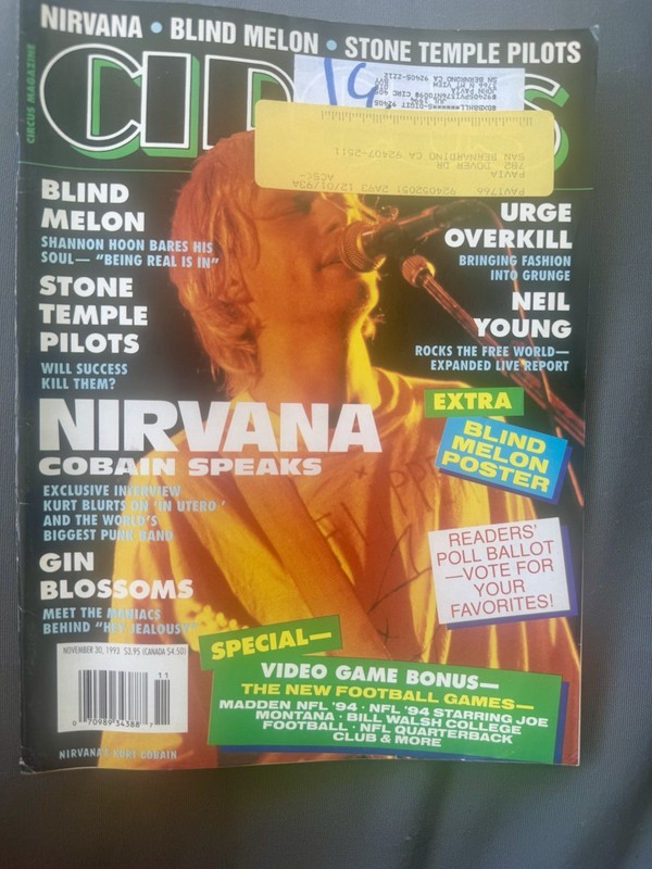 CIRCUS MAGAZINE NOVEMBER 30 1993 KURT COBAIN COVER
