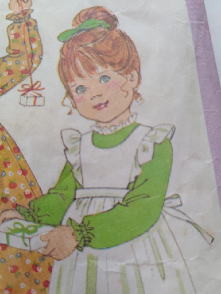 Pinafore Apron Dress Girls 1 1T Simplicity 8279 Sewing Pattern Cut VTG Modest - Image 3 of 4