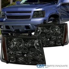 Fits 2007-2013 Chevy Avalanche 2007-2014 Tahoe Suburban Smoke Headlights Lamps