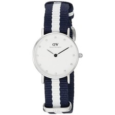 Daniel Wellington Classic Glasgow Blue White Fabric Strap 26mm Womens Watch
