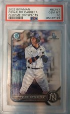 2022 1ST BOWMAN CHROME Prospects Oswaldo Cabrera 1st Rookie Card PSA 10 GEM MINT