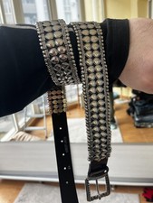 Vintage Studded Leather Belt Silver Metal Hardware Punk Grunge Whimsigoth Y2K
