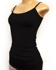 Plain Long Tank Top w/Spaghetti Straps Cotton Cami Junior Size S