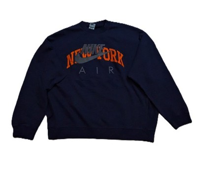 Nike Air NYC Fleece Crew Sweatshirt Mens Large Blue Void HQ1101-492