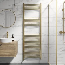 RadiLux Curved Heated Towel Rail Brushed Brass - 1800 x 600mm