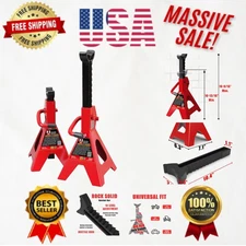 Universal 2 Ton Car Jack Stand Set - Red, Durable & Adjustable Lift Supports