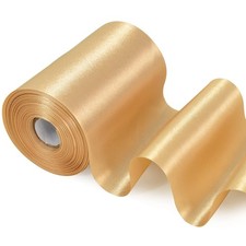Gold Satin Ribbon 4 Inch x 11 Yards Wide Solid Fabric Large Cutting Ceremony