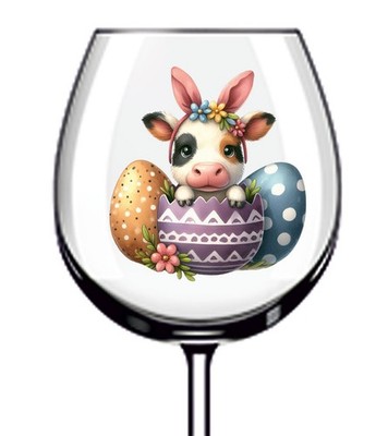 12x Ostern lustige Kuh Vinyl Aufkleber Abziehbild Becher Weinglas Flasche Laptop Auto