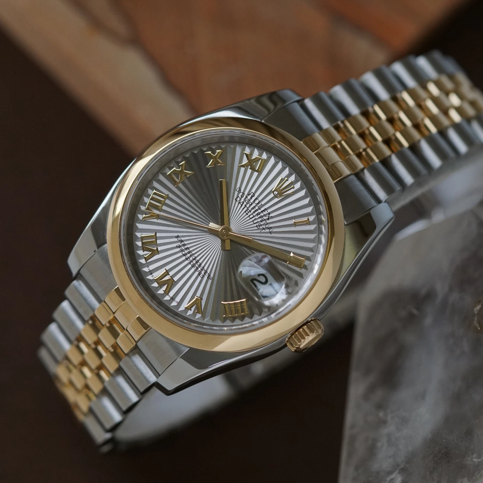 Rolex — Rolex Datejust 36mm 116203 Grey Sunbeam Papers Jubilee Steel & 18k Gold 2006