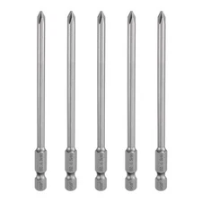 5pcs Magnetic Phillips Screwdriver Bit PH1 1/4" Hex Shank 110mm Long 4.5mm Rod