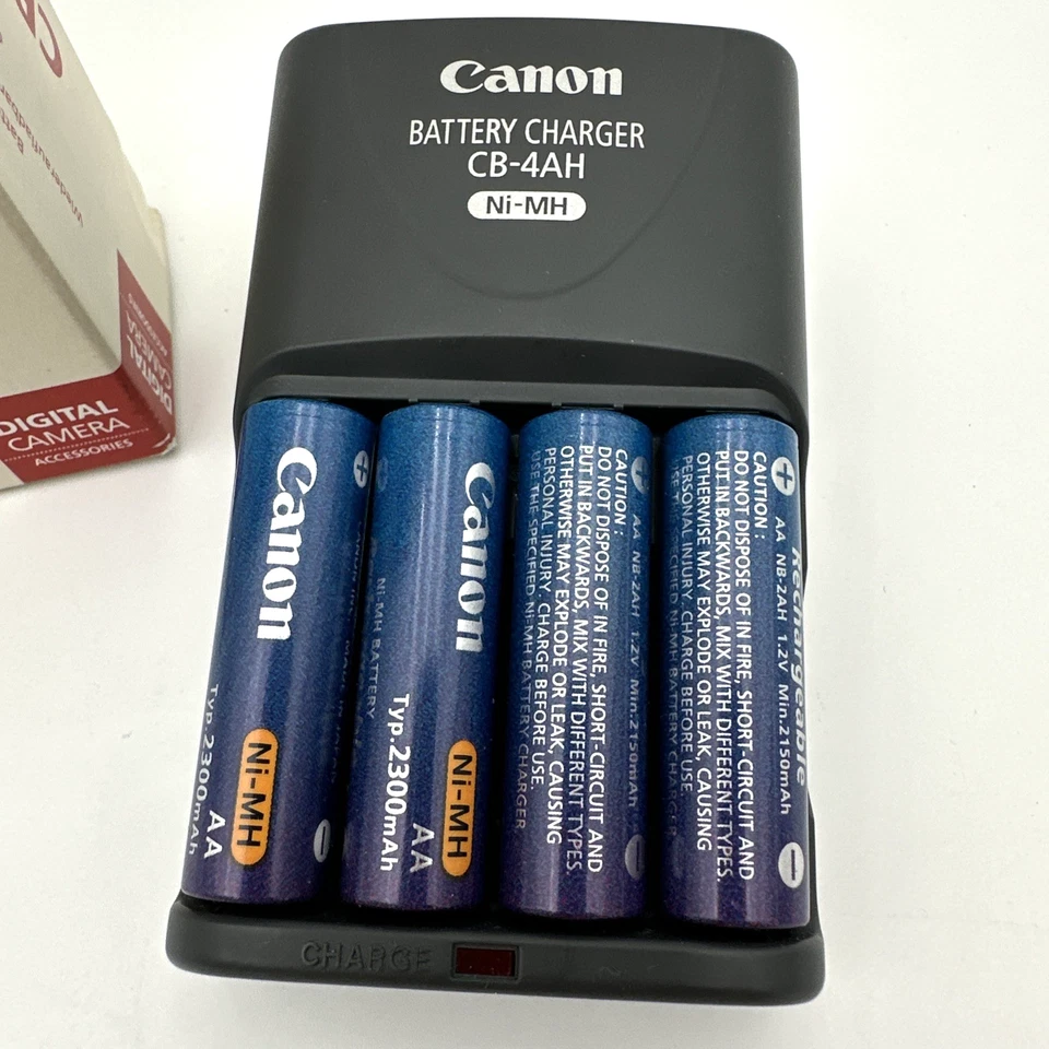 Kit Cargador Batería Canon CBK4-200 con 4 Pilas Recargables AA NiMH Probado Foto 2 de 4
