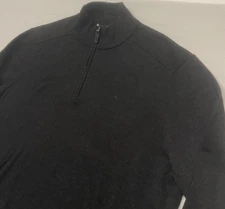 Smartwool Sweater Mens 2XL Dark Gray/ Black Sparwood Half Zip Merino Wool