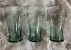 Vintage 3 Libbey Coca Cola Juice Glasses Aqua Green 4.5"