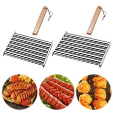Hot Dog Roller BBQ Hotdog Roller Stainless Steel 5 Hot Dog Capacity for Grill