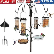 Squirrel Proof Bird Feeder Station W/ Heavy Duty Hooks Suet Tube Water Bowl New