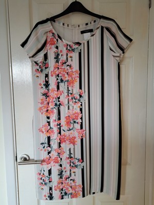 Weekend Max Mara Floral Stripe Shift Dress UK 10 Summer Holiday