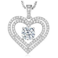 Valentines Day Gift for Wife Moissanite Heart Necklace 1-2 Carat,18K 1 carats
