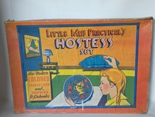 Little Miss Practical  s Hostess Set 1940s Embroidery Toy Kit Boxed Complete USA