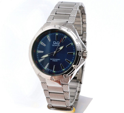 Q & Q by Citizen Silver Tone Metal Link Band Blue Dial Men's Watch