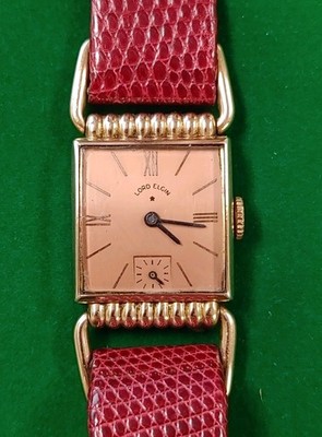 Vintage Lord Elgin Salmon Dial Manual Wind Rose Gold Filled Drivers Watch 
