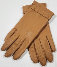 Vintage Women's Tan Dress Lined Stretch Gloves Made In Taiwan Sz 6.5-7.5 NWOT