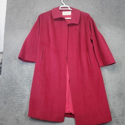 Vintage Wool Coat Womens Red 3/4 Sleeve Swing Forstmann White House of Beaumont