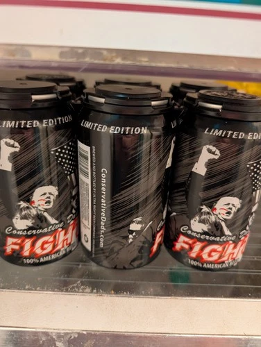 Limited edition six pack of conservative dad Trump 'FIGHT" beer.