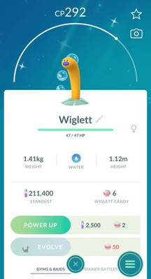   Shiny Wiglett   -  P T C - 80k stardust  - Description