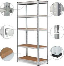 Étagère Haut De Gamme Argentée, Système De Tiroirs, 180x90x40cm - A