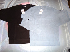 MANGO MAN Ribbed COTTON KNITTED SWEATER LOT OF 2 CHOC BROWN/SKY BLUE ~MEDIUM